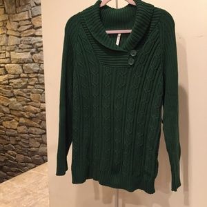 Leo & Nicole sweater, hunter green,  2X, MSRP $58